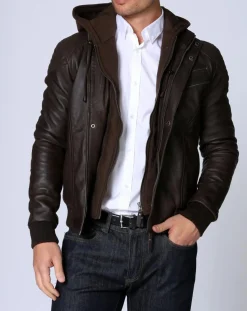 Homme Chyston Blouson en Cuir Luigi marron