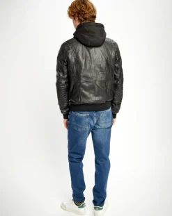 Discount Chyston Blouson en Cuir Luigi noir
