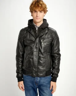 Discount Chyston Blouson en Cuir Luigi noir