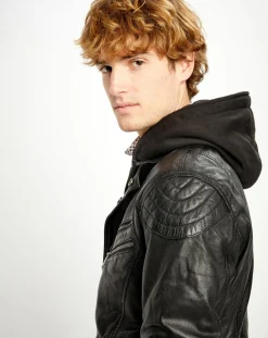 Discount Chyston Blouson en Cuir Luigi noir