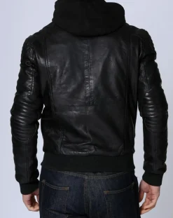 Discount Chyston Blouson en Cuir Luigi noir