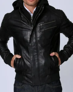 Discount Chyston Blouson en Cuir Luigi noir