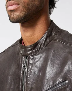Discount Pepe Jeans Blouson en Cuir Motard gris foncé