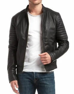 Clearance Chyston Blouson en Cuir Tristan noir