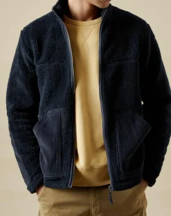 Homme Hartford Blouson en Fausse Fourrure Zip marine