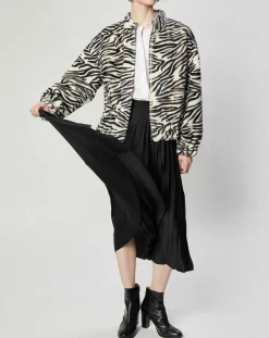 Femme Lou Andrea Blouson en Fausse Fourrure Comma zèbre blanc/noir
