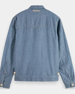 Homme Scotch & Soda Blouson en Jean Chambray bleu