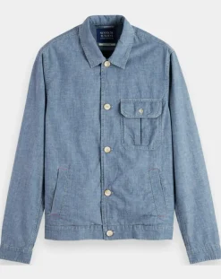 Homme Scotch & Soda Blouson en Jean Chambray bleu