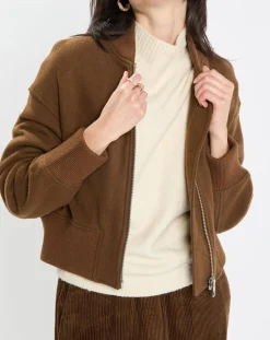Femme Marc O'Polo Blouson en Laine mélangée Cropped marron