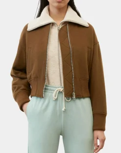 Femme Marc O'Polo Blouson en Laine mélangée Cropped marron