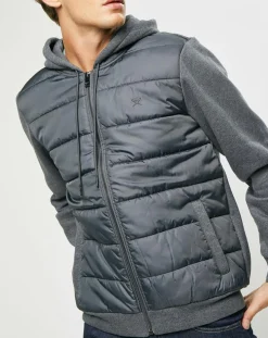 Homme Hackett London Blouson Hybride bi-matière Jersey gris