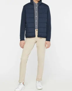 Hackett London Blouson matelassé col montant bleu
