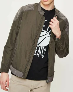 Homme Pepe Jeans Blouson Motard Nylon marron/gris