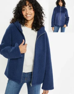 Hot Lou Andrea Blouson réversible en Fausse Fourrure Short Hood indigo