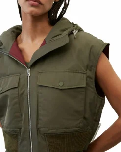 Femme Marc O'Polo Blouson sans manches court à capuche kaki
