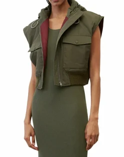 Femme Marc O'Polo Blouson sans manches court à capuche kaki