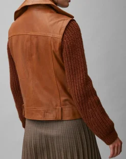 Femme Marc O'Polo Blouson sans manches en Cuir d'Agneau marron clair