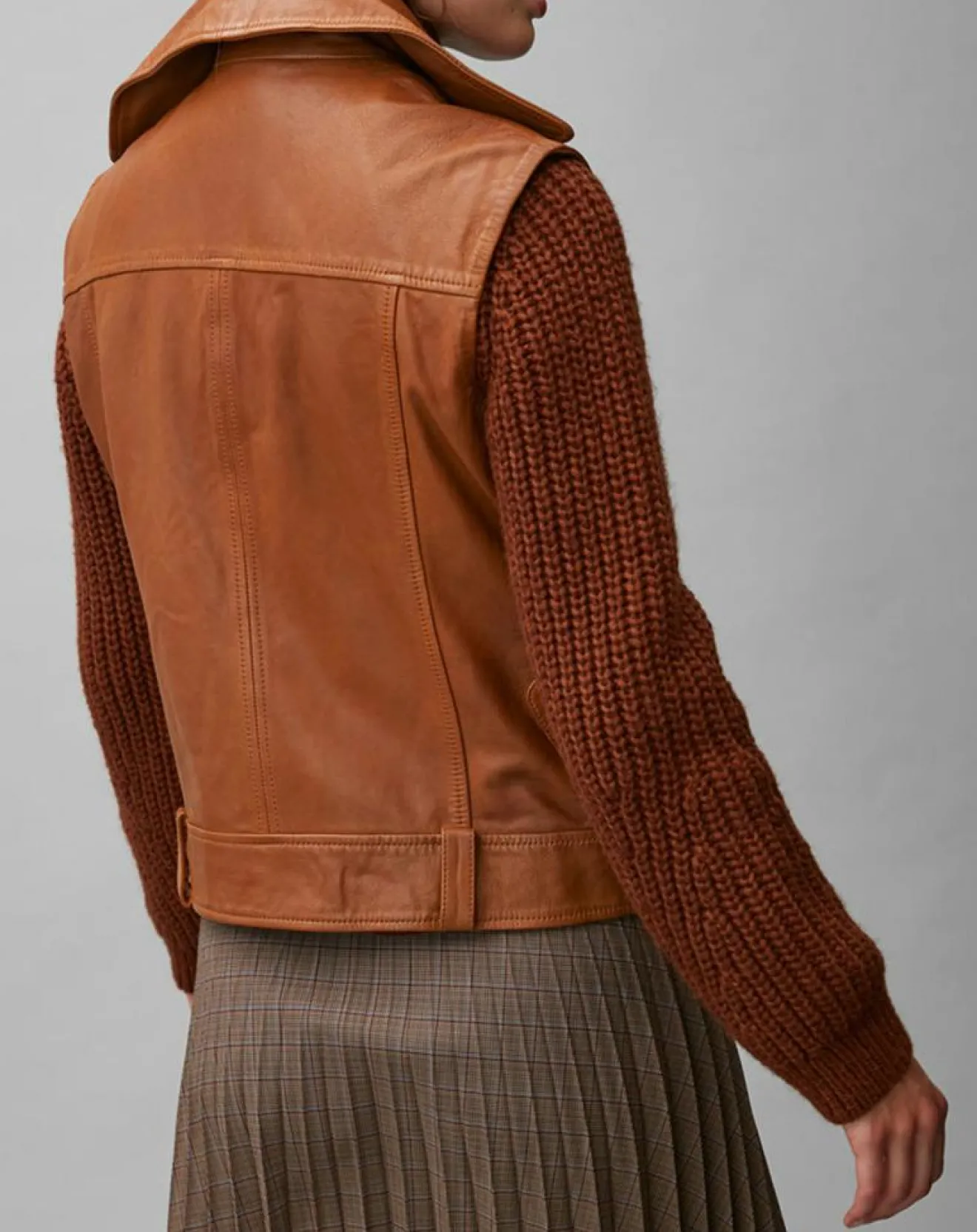 Femme Marc O'Polo Blouson sans manches en Cuir d'Agneau marron clair