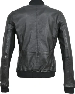 Femme Blue Wellford Bombers en Cuir Byfan noir