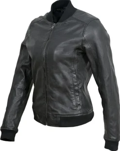 Femme Blue Wellford Bombers en Cuir Byfan noir