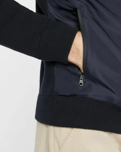 Homme Hackett London Bombers en nylon & maille bleu nuit