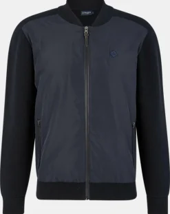 Homme Hackett London Bombers en nylon & maille bleu nuit