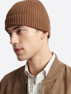 Homme Devred Bonnet uni en viscose mélangée noisette