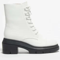 Sale Stuart Weitzman Boots en Cuir Nisha blanches - Talon 7,5 cm