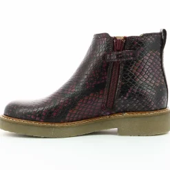 Enfant Kickers Boots en Cuir Oxalide bordeaux