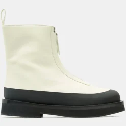 New Neous Boots en Cuir Zip écrues