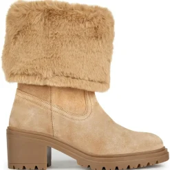 Femme Geox Boots en Velours de Cuir Damiana toffee/beige - Talon 6.5 cm