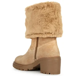 Femme Geox Boots en Velours de Cuir Damiana toffee/beige - Talon 6.5 cm