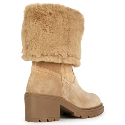 Femme Geox Boots en Velours de Cuir Damiana toffee/beige - Talon 6.5 cm