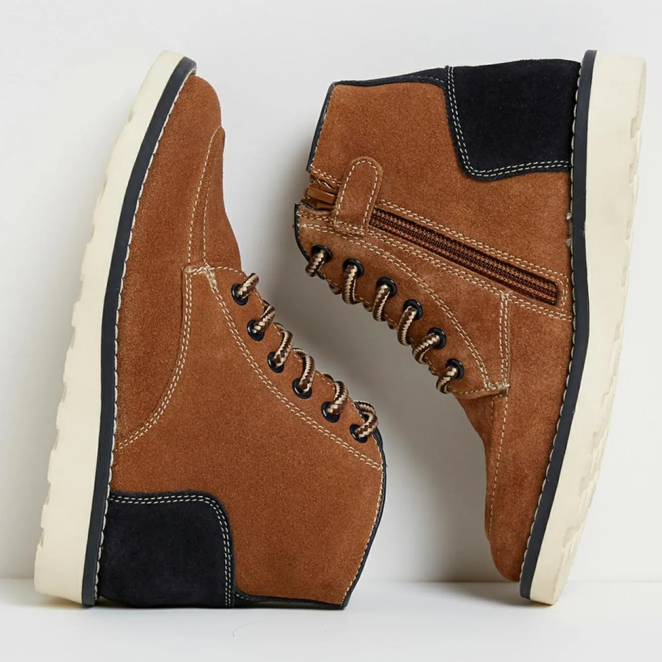 Enfant Cyrillus Boots en Velours de Cuir marron cognac