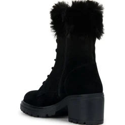 Femme Geox Boots en Velours de Cuir Damiana noires - Talon 6.5 cm