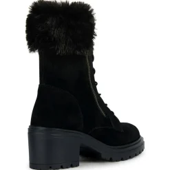 Femme Geox Boots en Velours de Cuir Damiana noires - Talon 6.5 cm