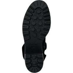 Femme Geox Boots en Velours de Cuir Damiana noires - Talon 6.5 cm