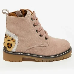 Enfant Apologie Boots en Velours de Cuir Nina beige rosé