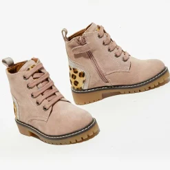 Enfant Apologie Boots en Velours de Cuir Nina beige rosé