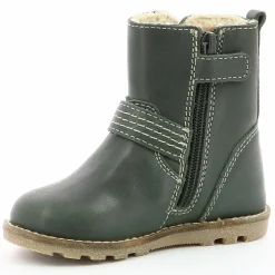 Enfant Kickers Boots fourrées en Cuir Nonoboot kaki