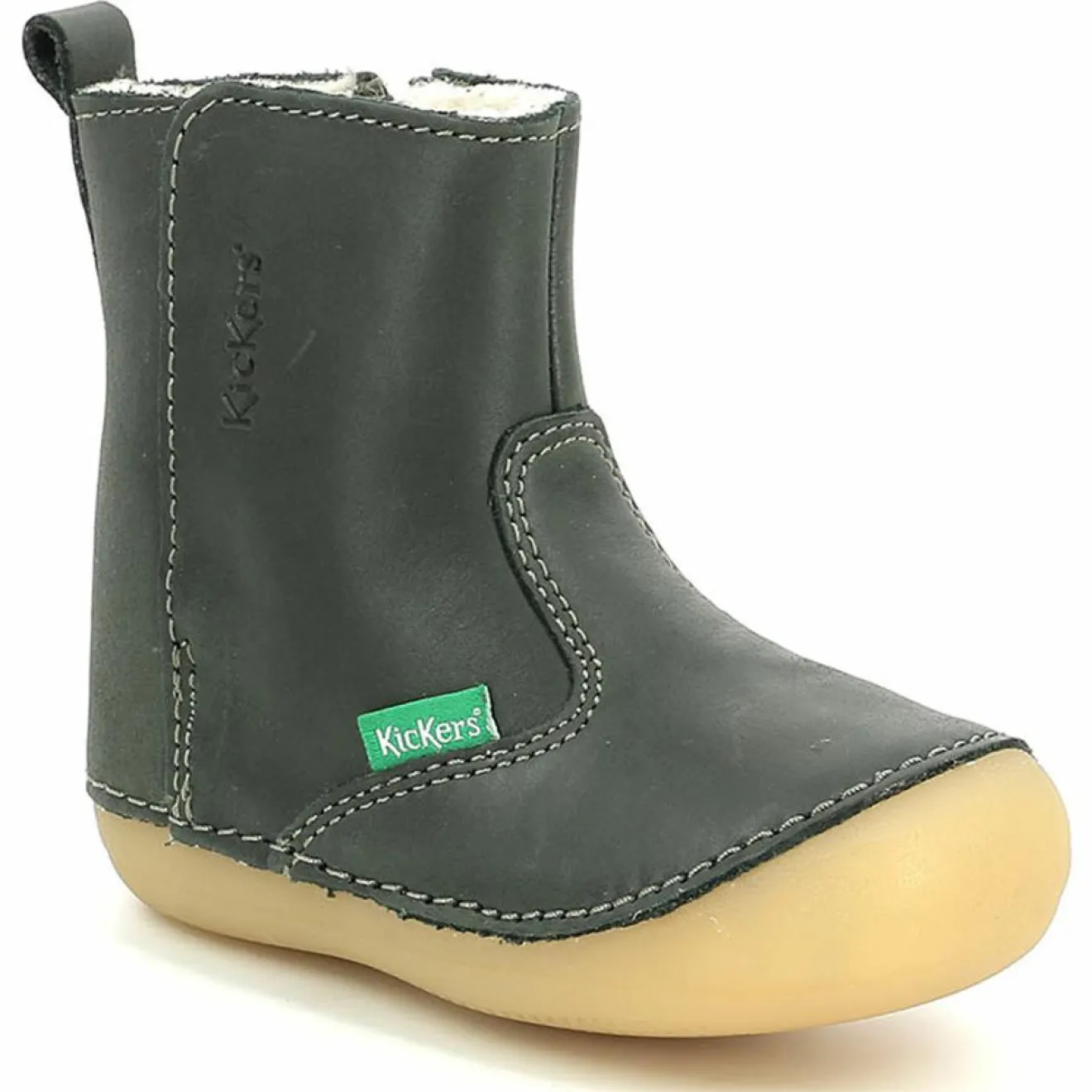 Enfant Kickers Boots fourrées en Cuir Socool Cho kaki