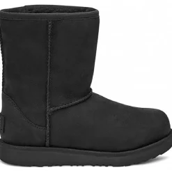 Enfant Ugg Boots fourrées en Velours de Cuir Classic Weather Short noires