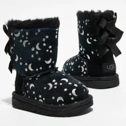 Enfant Ugg Boots fourrées Laine Bailey BoMoon motif étoiles noir/argenté