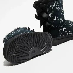 Enfant Ugg Boots fourrées Laine Bailey BoMoon motif étoiles noir/argenté
