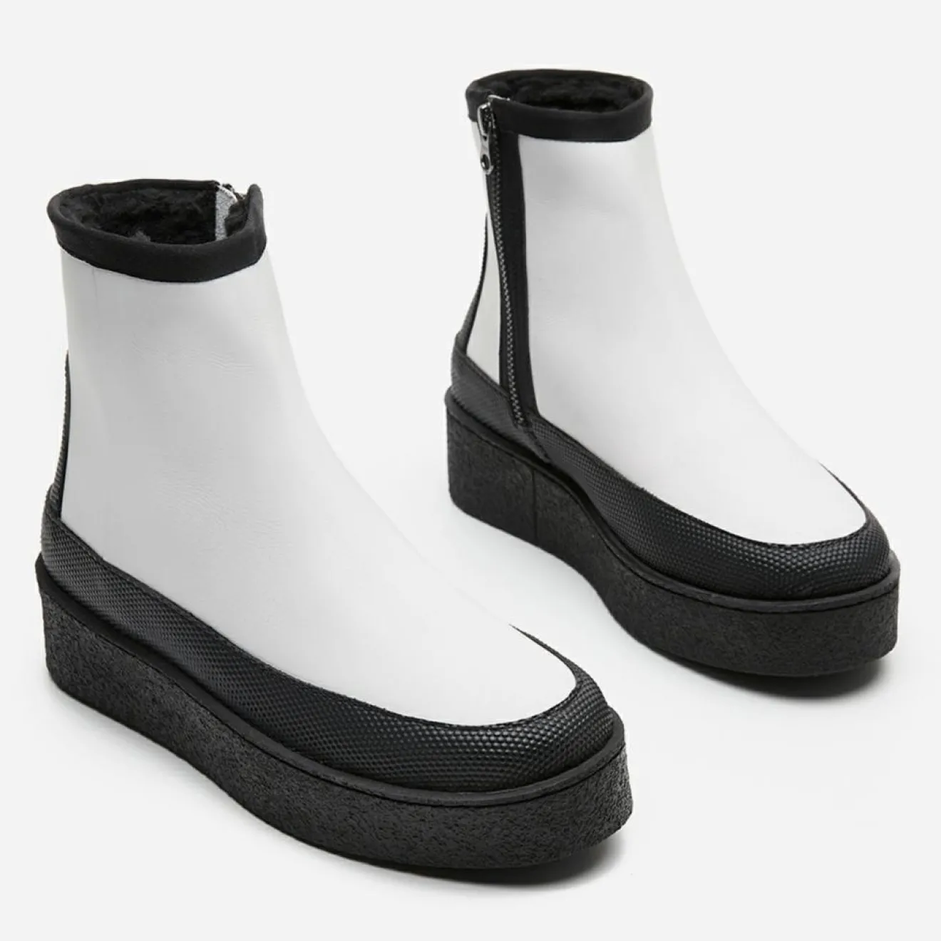 Sale Flattered Boots fourrées Laine en Cuir Aria blanches