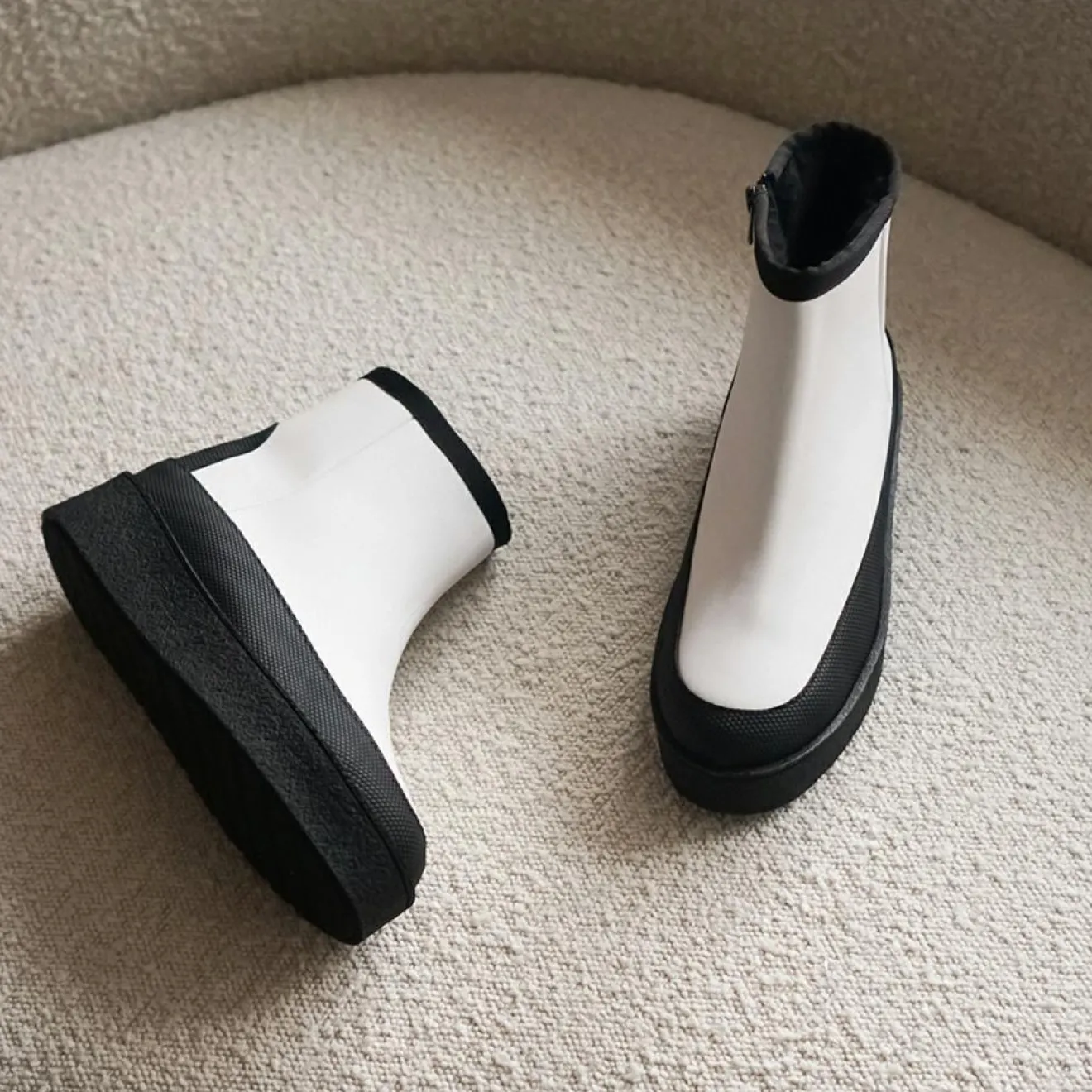 Sale Flattered Boots fourrées Laine en Cuir Aria blanches