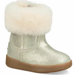 Enfant Ugg Boots fourrées Laine en Cuir Jorie II Metallic dorées