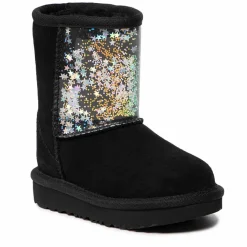 Hot Ugg Boots fourrées Laine en Velours de Cuir Glitter noires