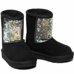 Hot Ugg Boots fourrées Laine en Velours de Cuir Glitter noires