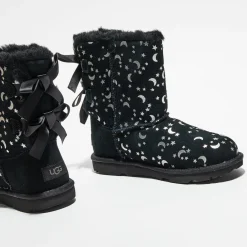 Enfant Ugg Boots fourrées Laine en Velours de cuir Bailey BoMoon and Stars noires